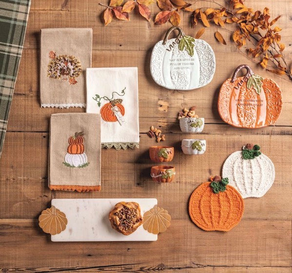 Stacked Pumpkin Beaded Embroidered Towel