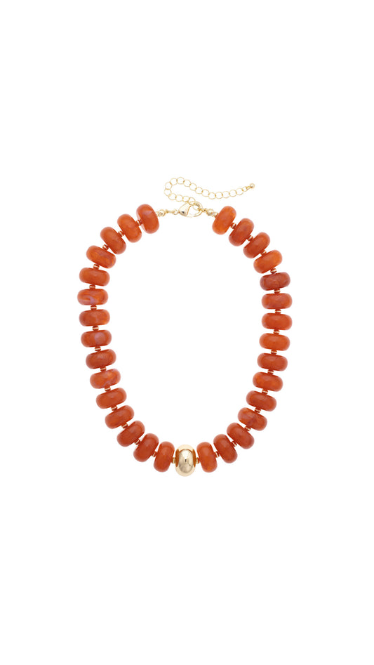 San Sebastián Beaded Resin Necklace: Burnt Orange