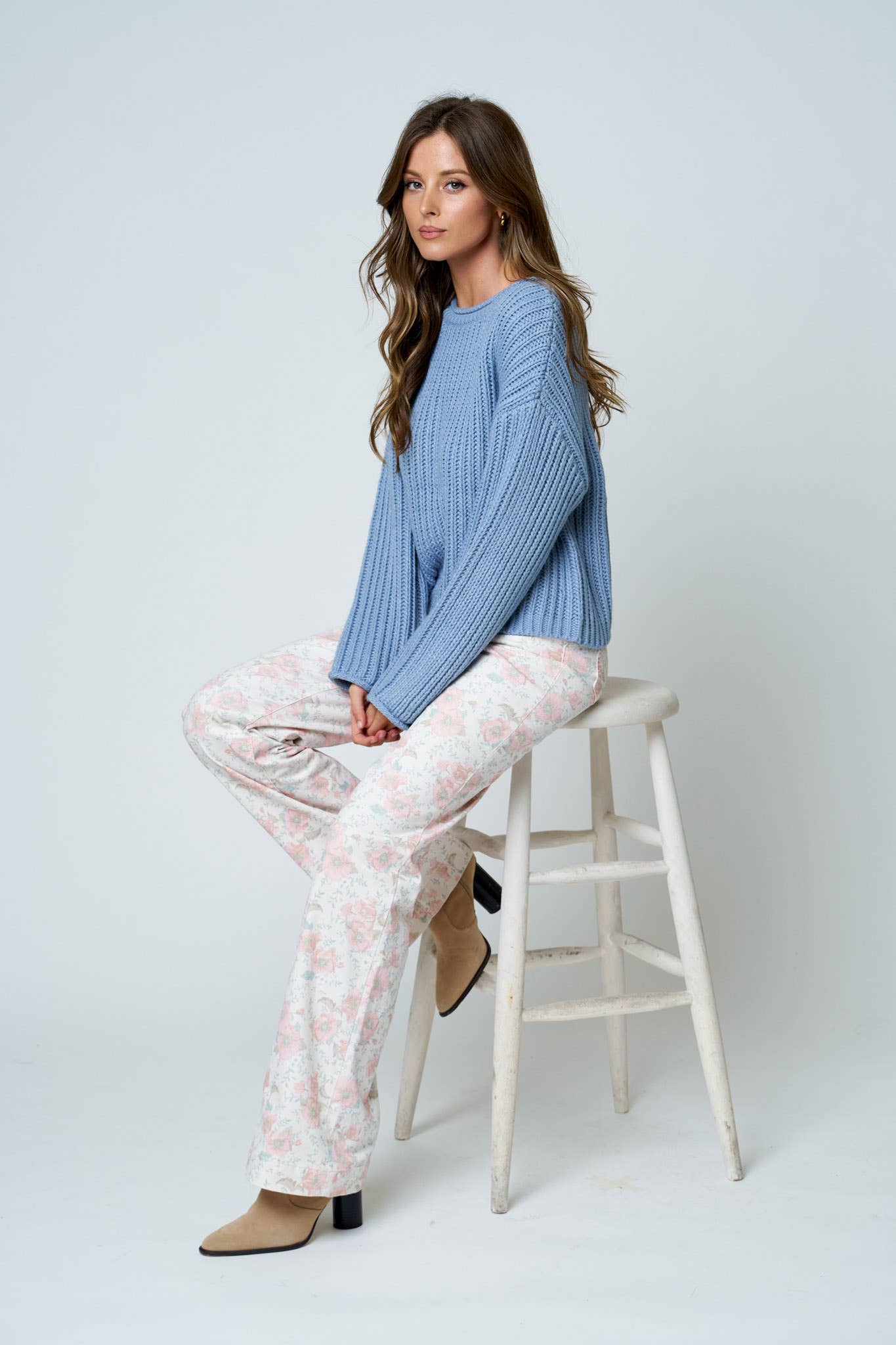 RORY KNIT SWEATER: DUSTY BLUE
