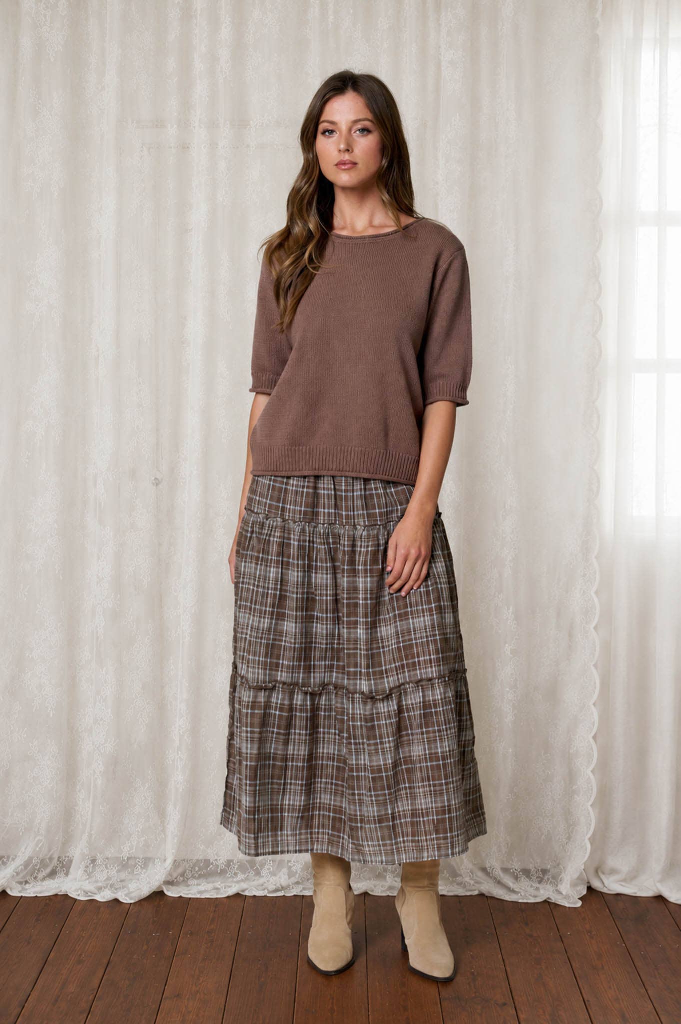 CARMEN KNIT SWEATER, CHOCOLATE BROWN