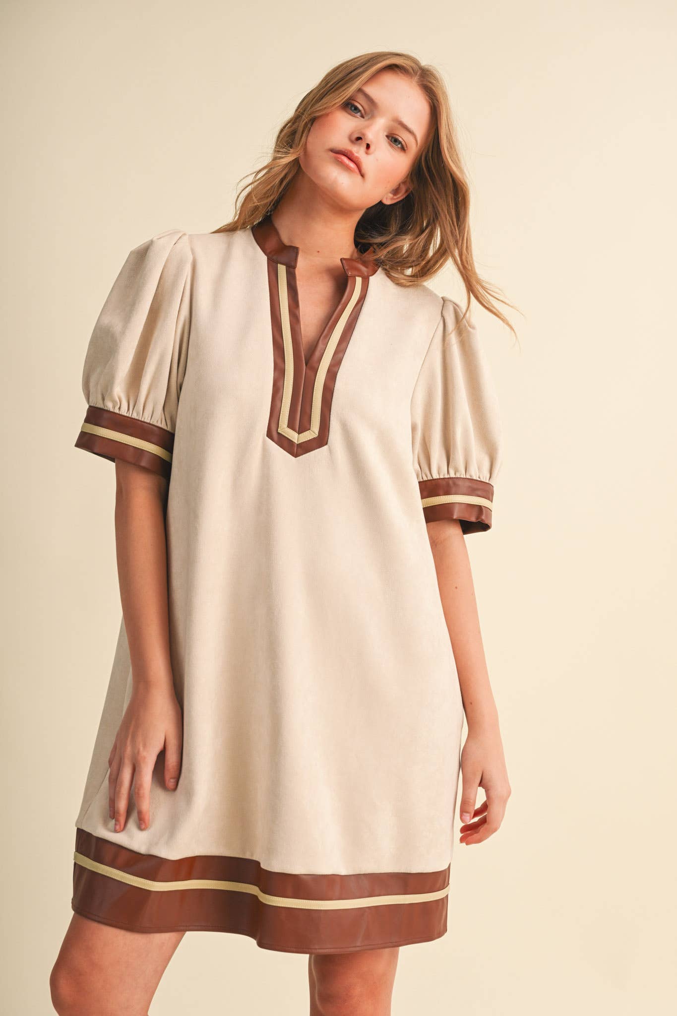 MINDY FAUX SUEDE SHIFT DRESS