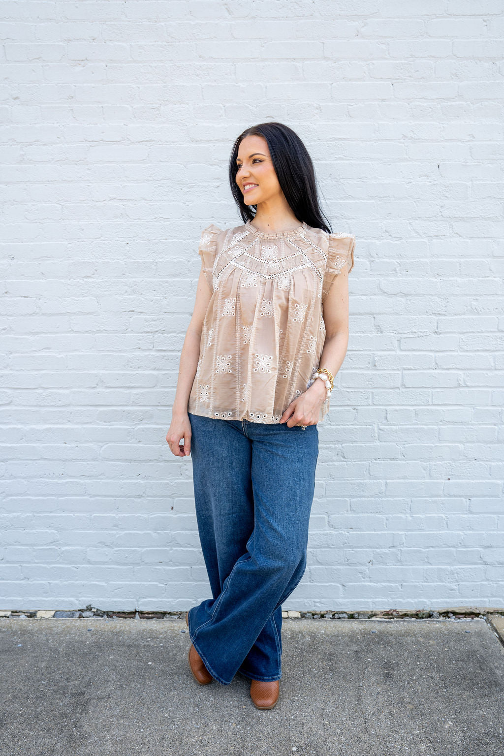 High Rise Palazzo Jean - DARK DENIM
