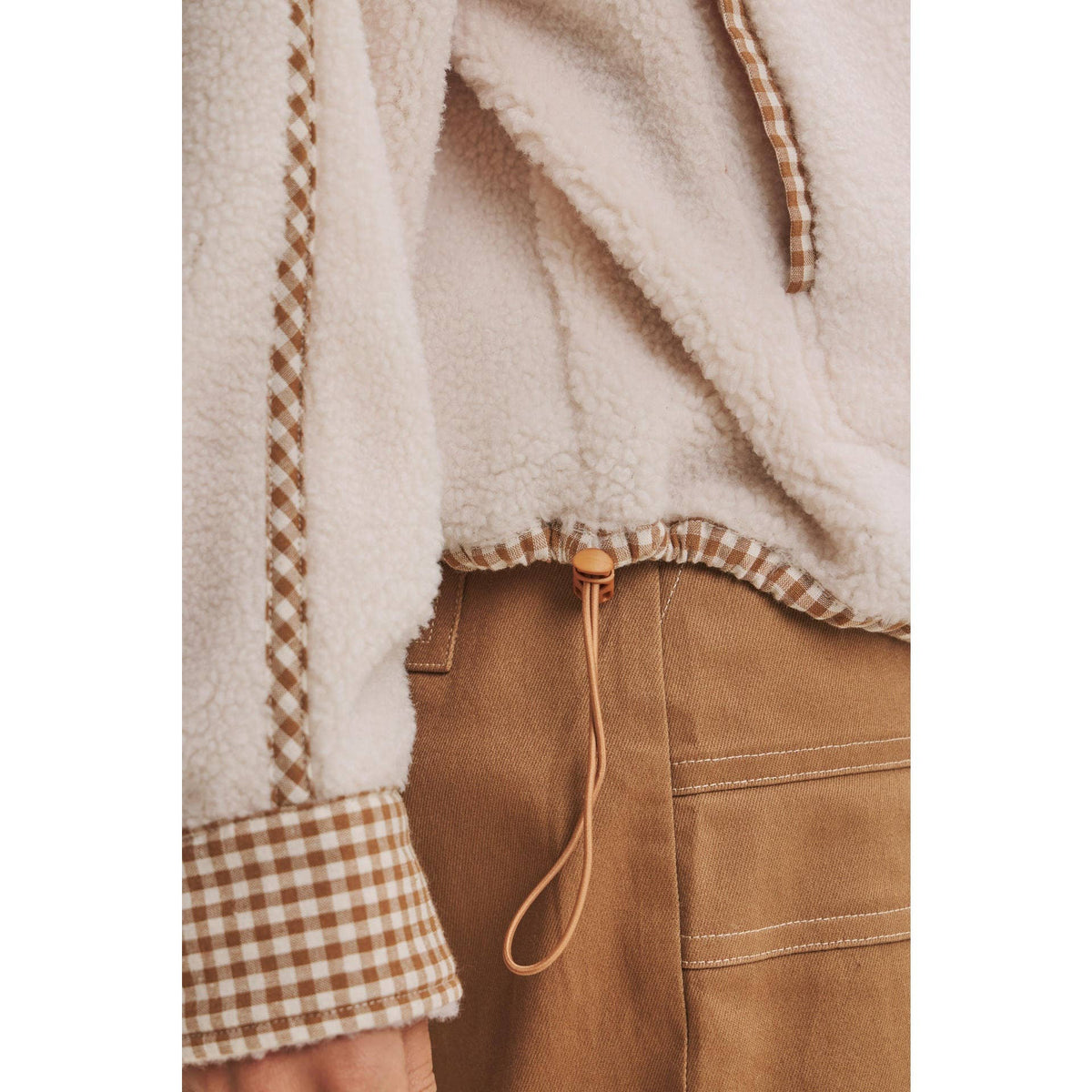 COZY CABIN GINGHAM TRIM HALF-ZIP PULLOVER