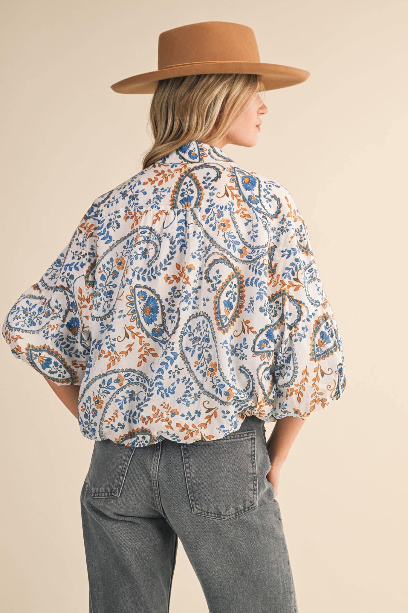 AUTUMN PAISLEY PRINT TOP