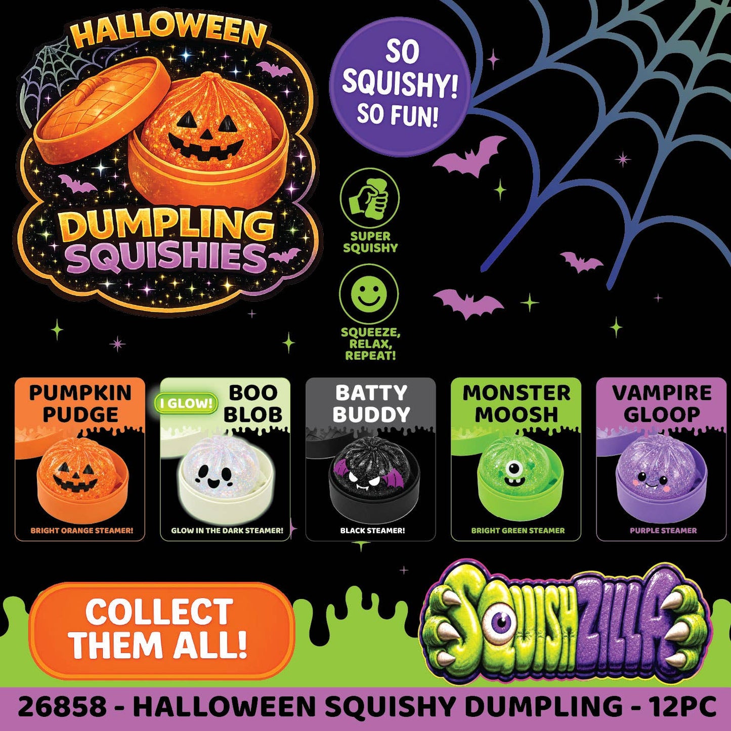 Fun Doh Halloween Dumpling Squishy Toy - 12/Display: Wholesale Price