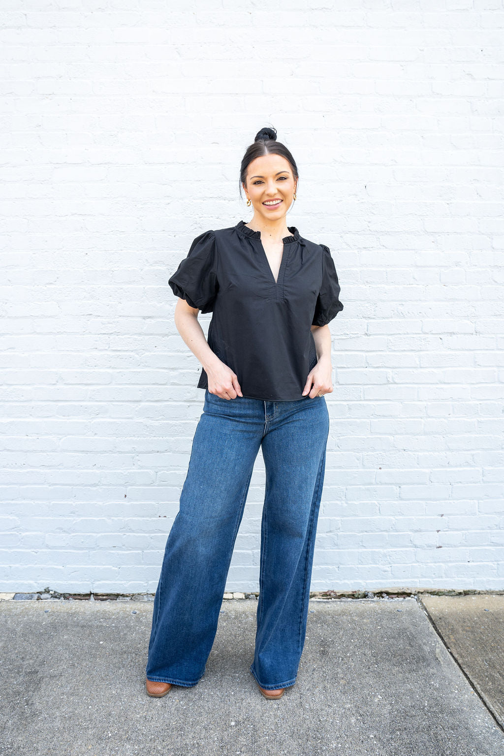 NANCY SIDE DETAIL TOP, BLACK