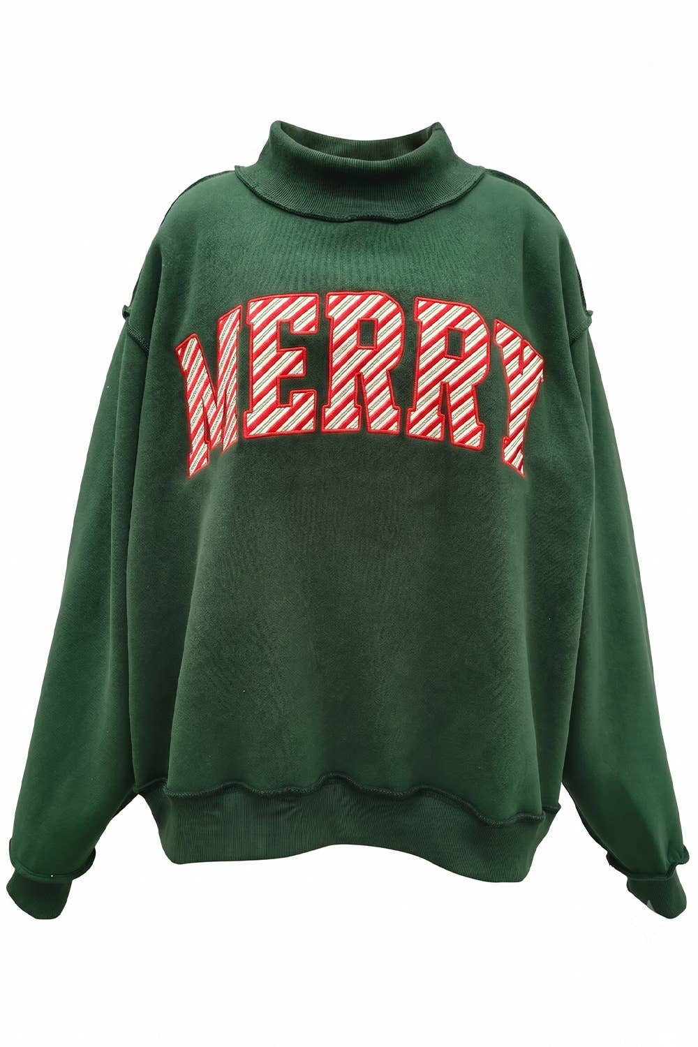 MERRY Embroidered Mock Neck Sweatshirt
