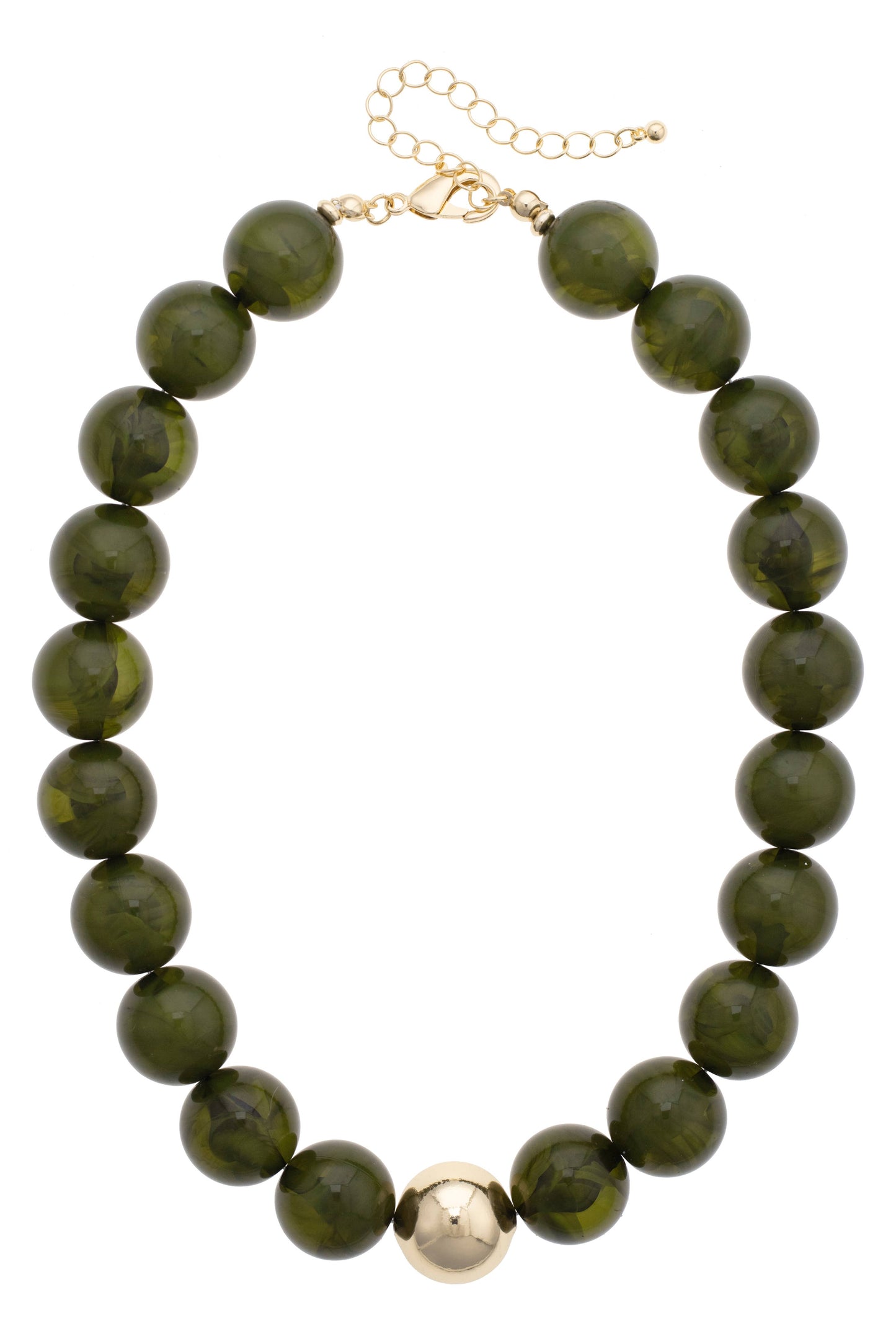 Marjorie Beaded Necklace: Dark Green