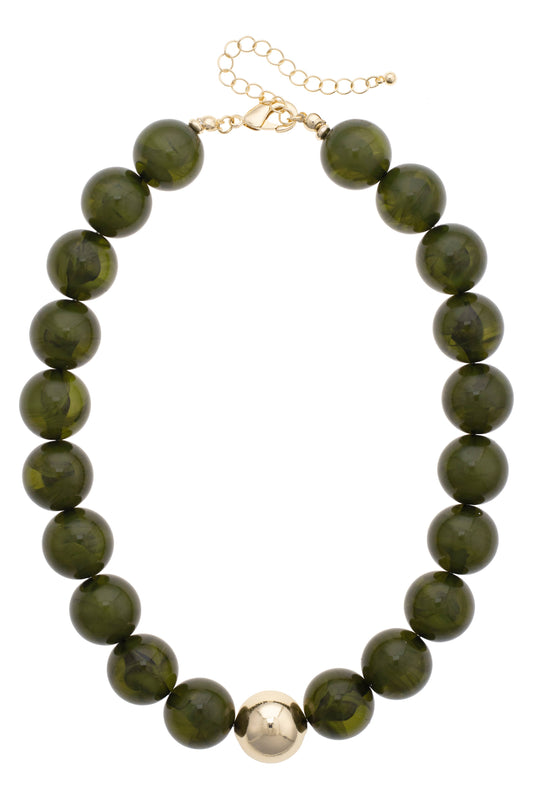 Marjorie Beaded Necklace: Dark Green