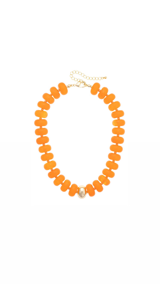 San Sebastián Beaded Resin Necklace: Orange
