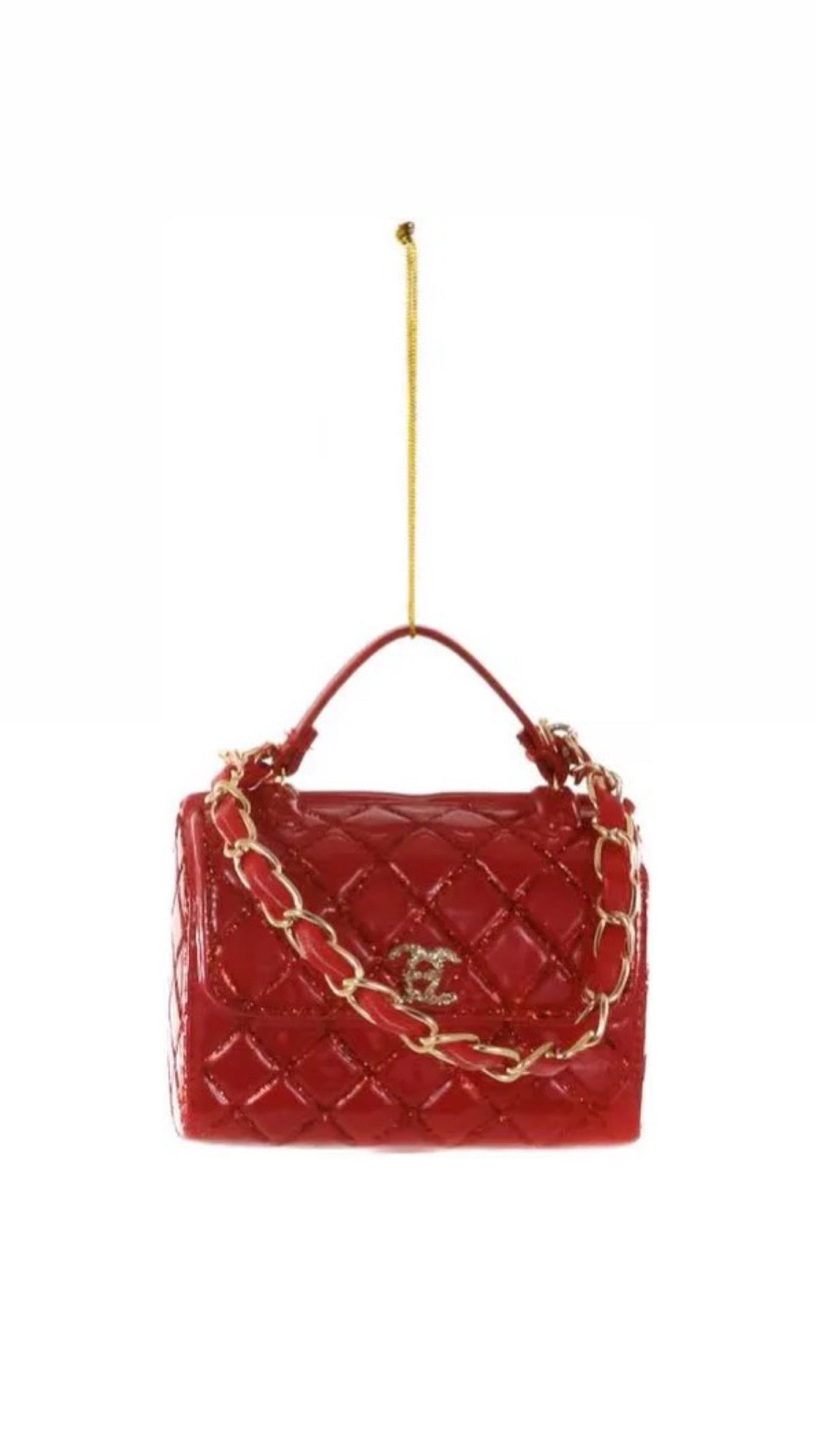 Luxe Quilted Handbag Ornament, Red