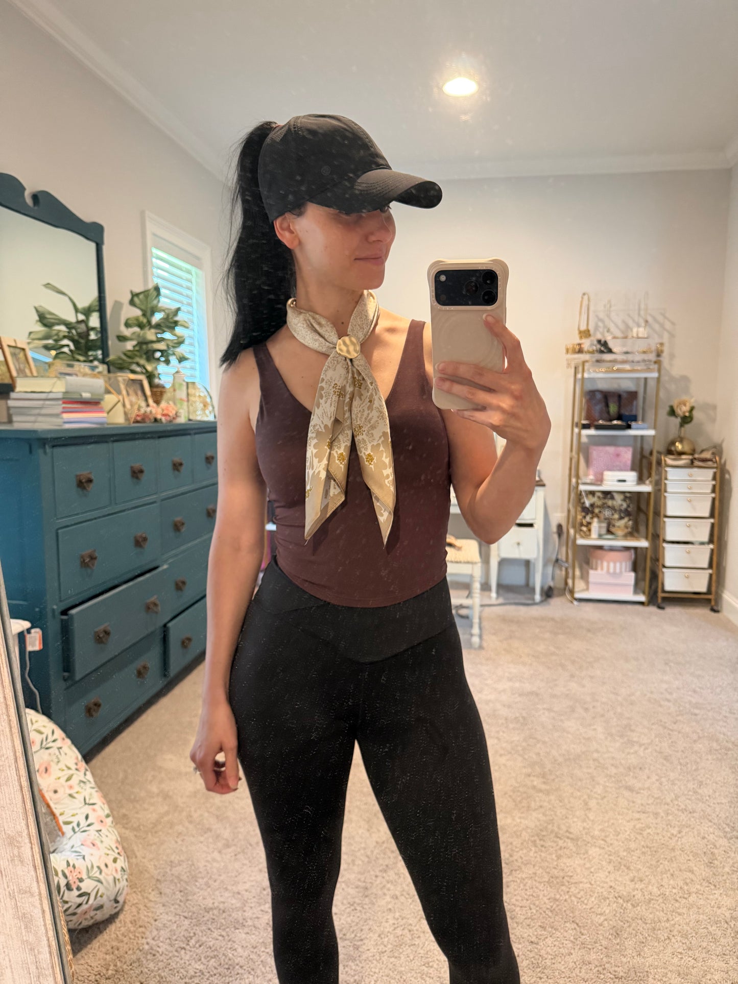 Annie Adjustable Scarf Necklace, Ivory Floral