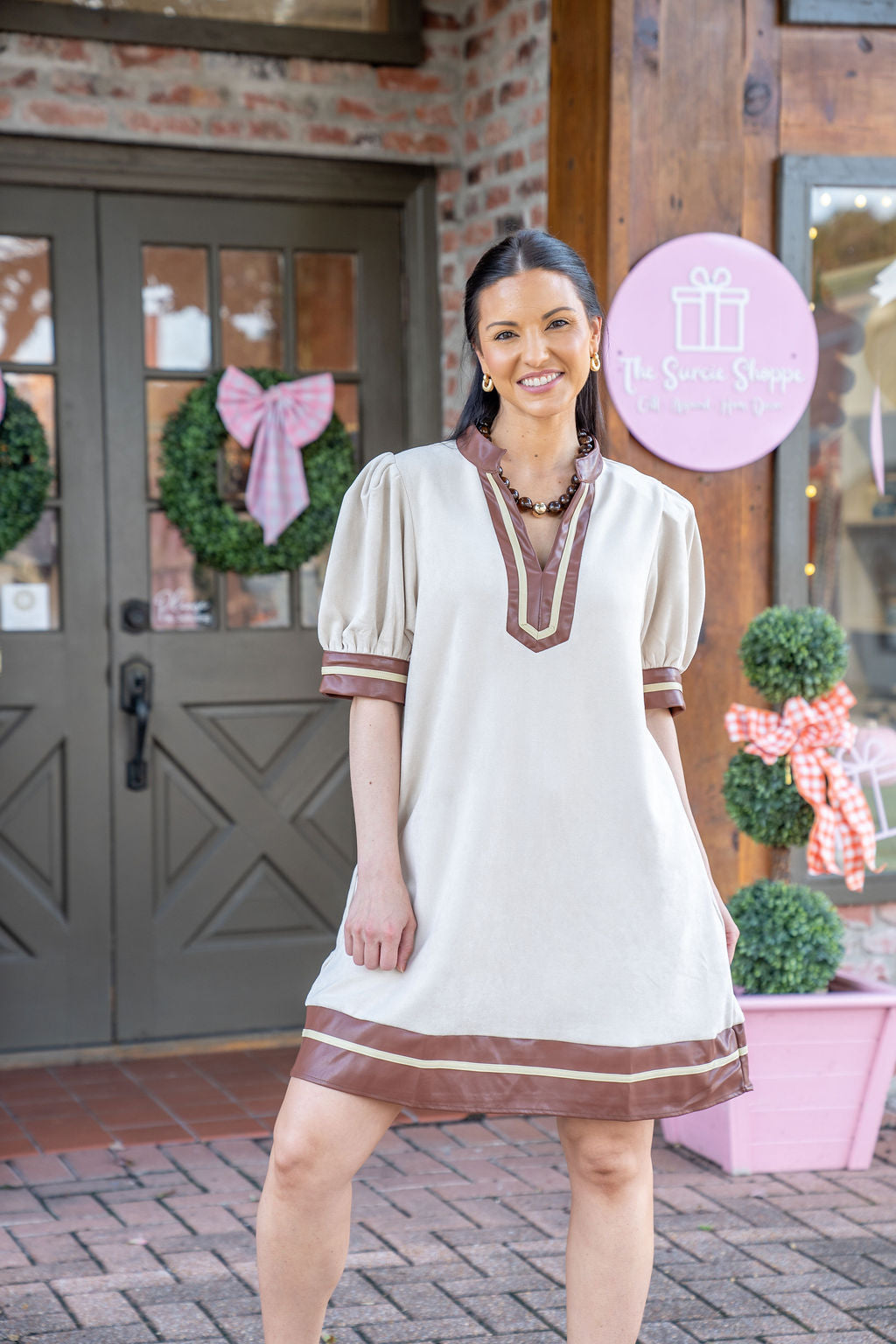 MINDY FAUX SUEDE SHIFT DRESS