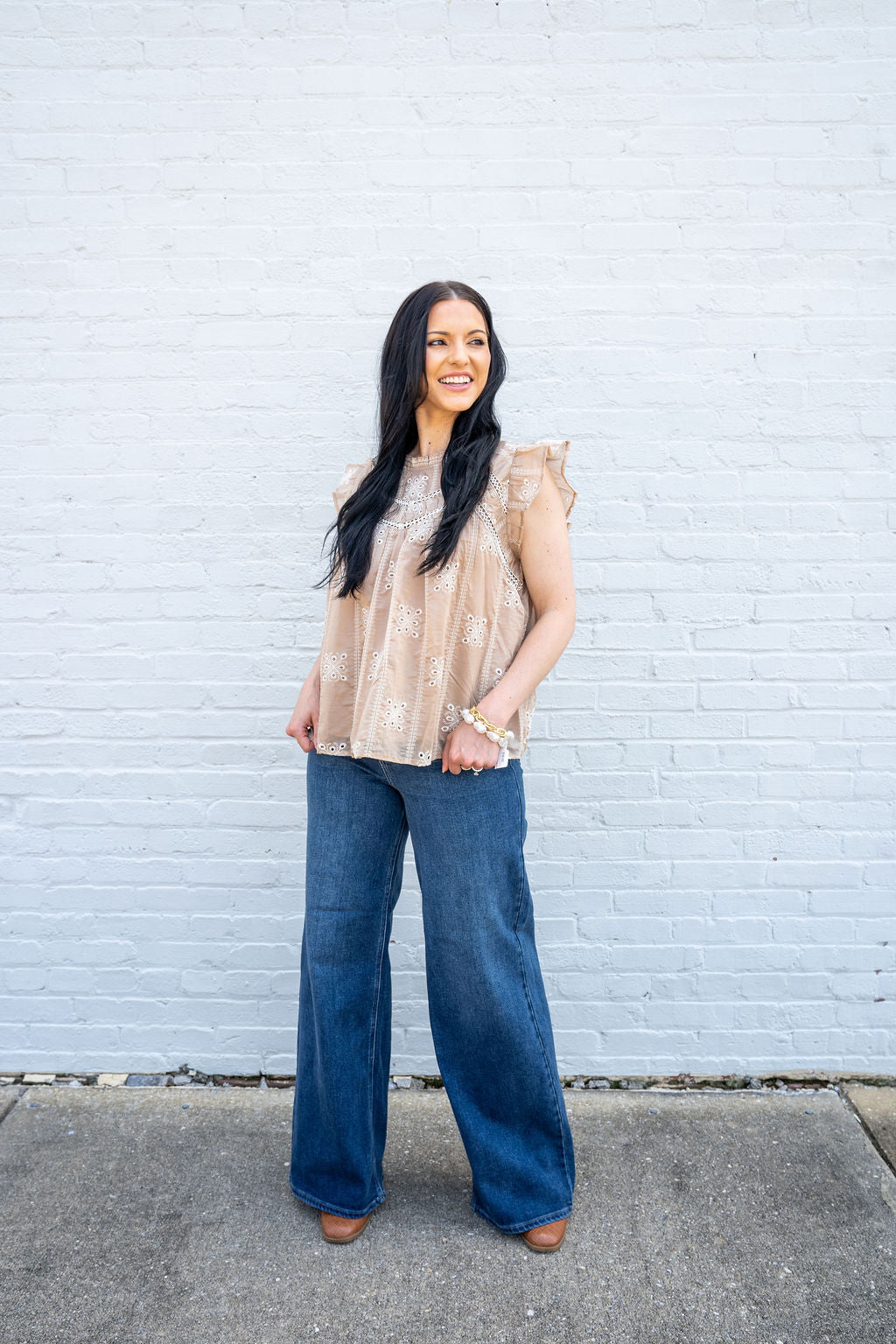 High Rise Palazzo Jean - DARK DENIM