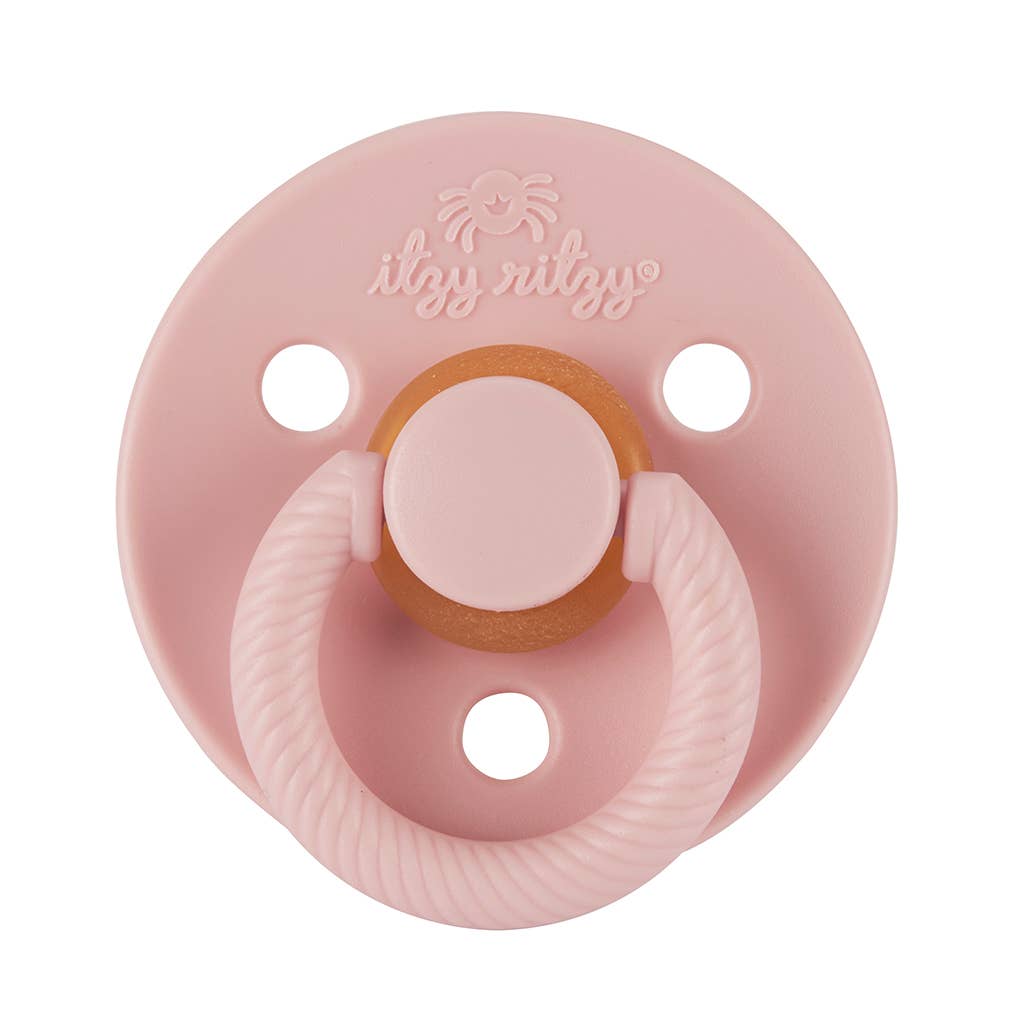 Itzy Soother™ Natural Rubber Paci Sets: Pink Bow 0-6 M
