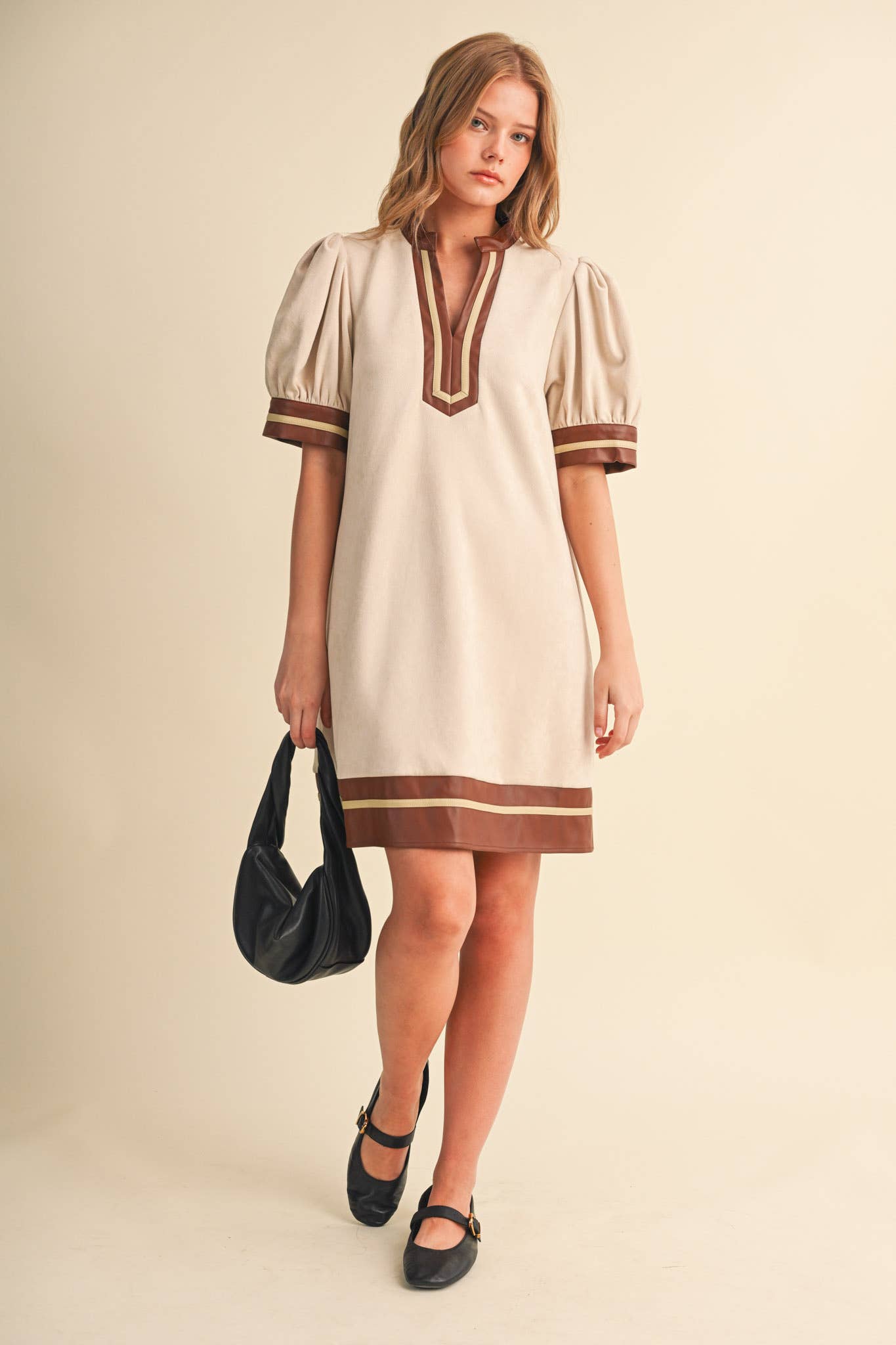 MINDY FAUX SUEDE SHIFT DRESS