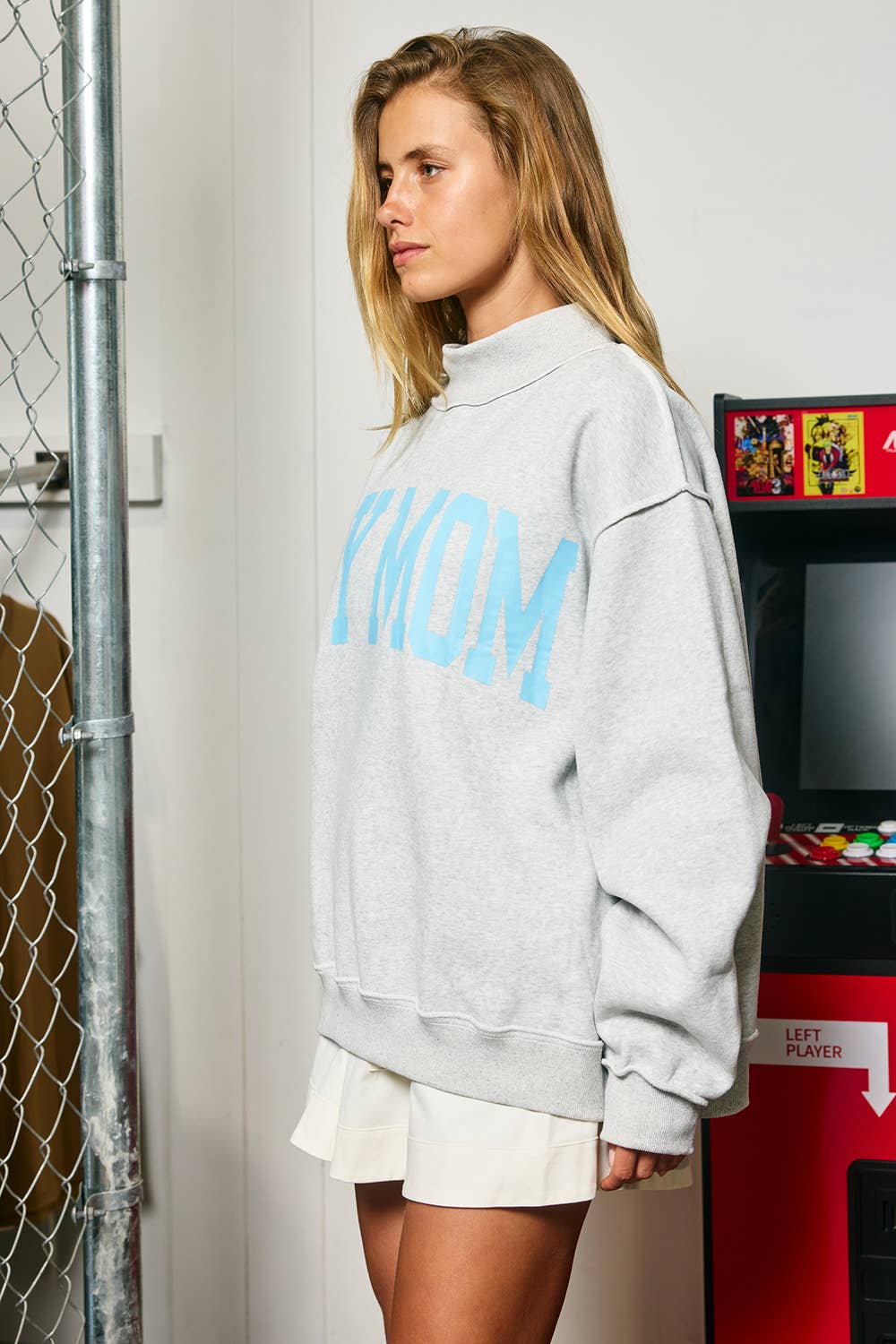 BOY MOM Reversible Mock Neck Sweatshirt
