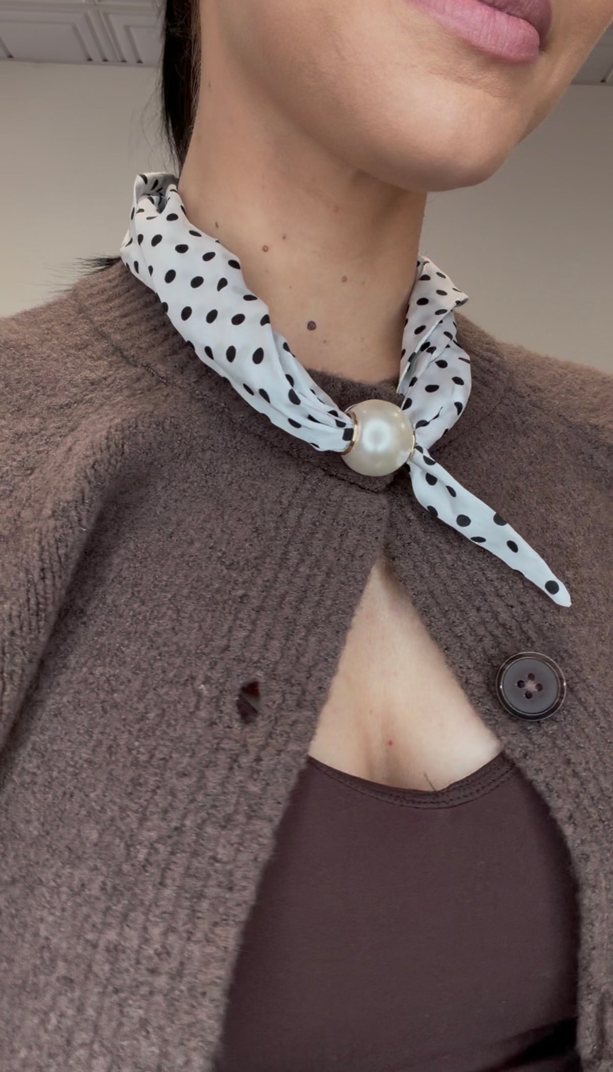 Polka Dot Pearl Scarf Necklace