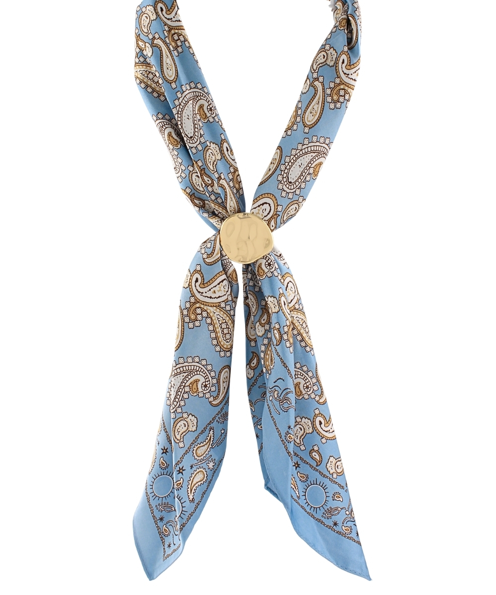 Annie Adjustable Scarf Necklace, Blue/Ivory