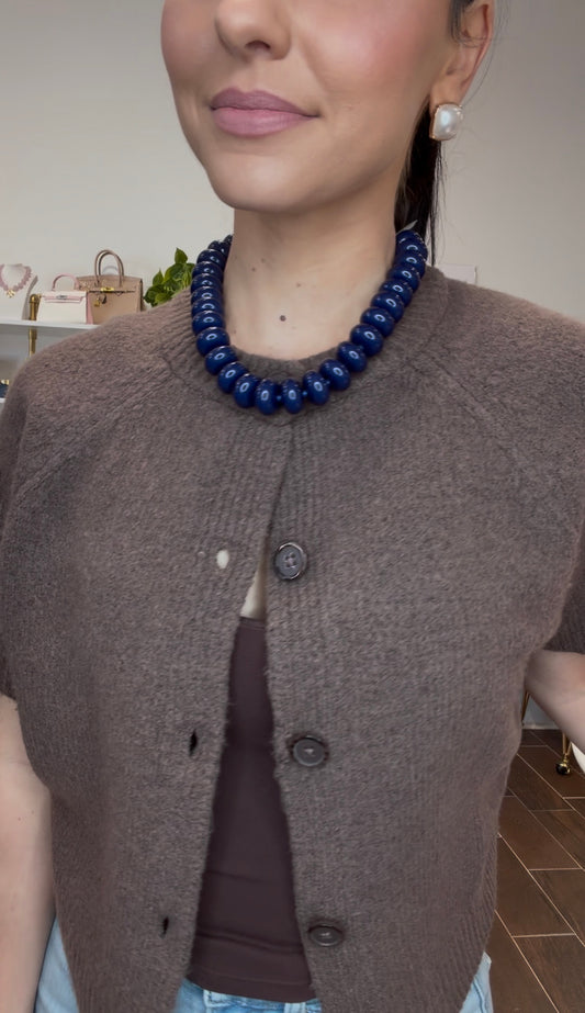 Larissa Beaded Necklace, Navy