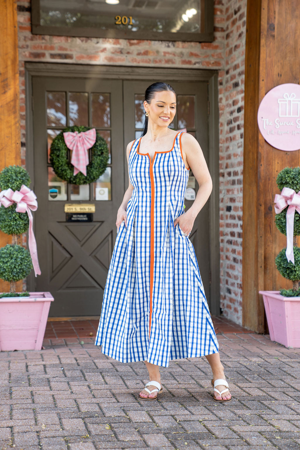 Anna Brooks Gingham Midi Dress