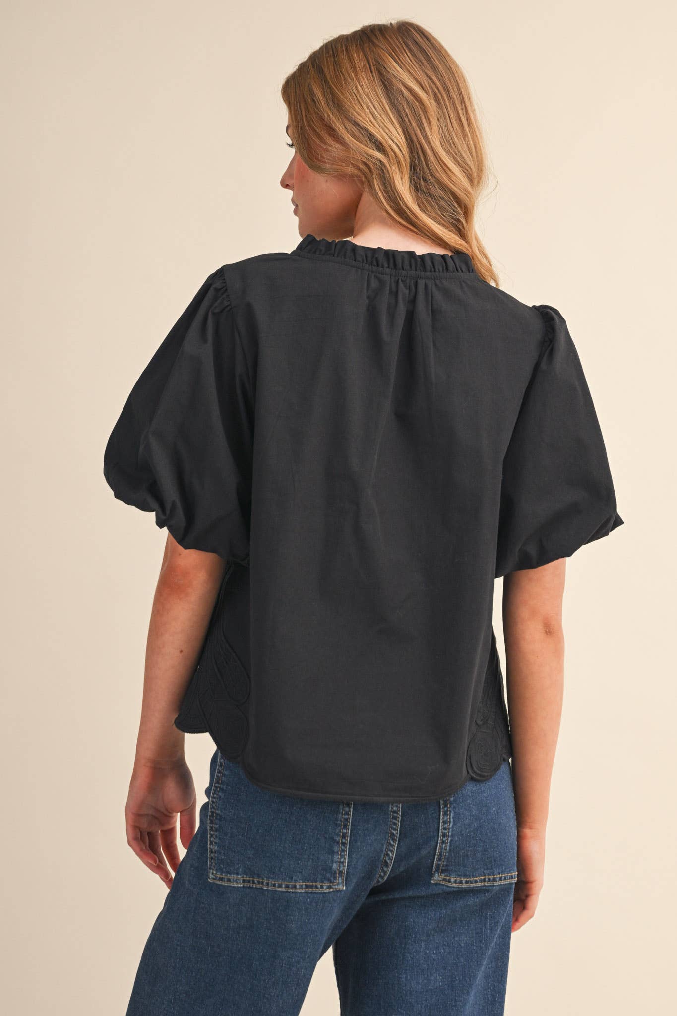 NANCY SIDE DETAIL TOP, BLACK