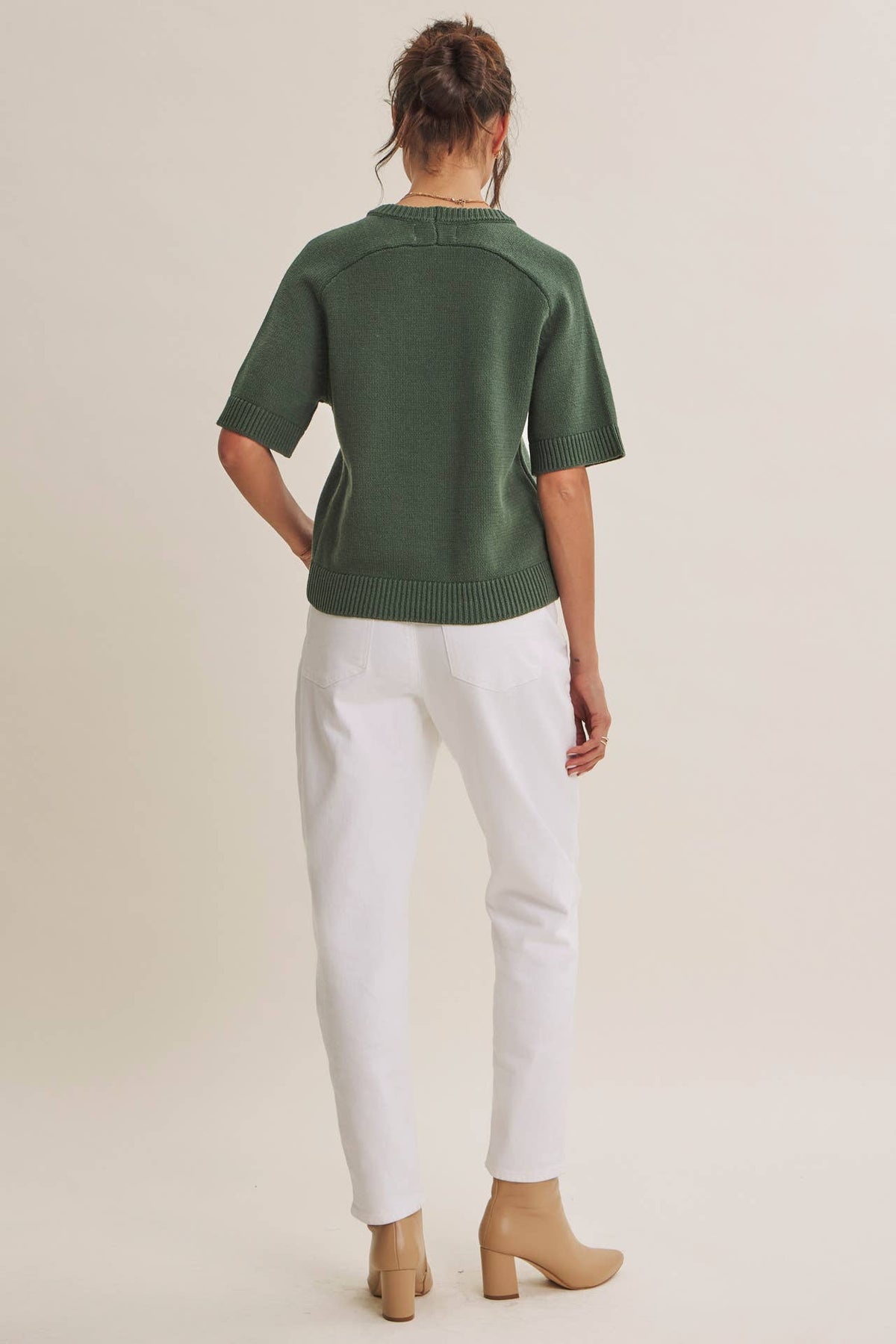 YEAR-ROUND ESSENTIAL SOFT SWEATER TOP, EMERALD GREEN
