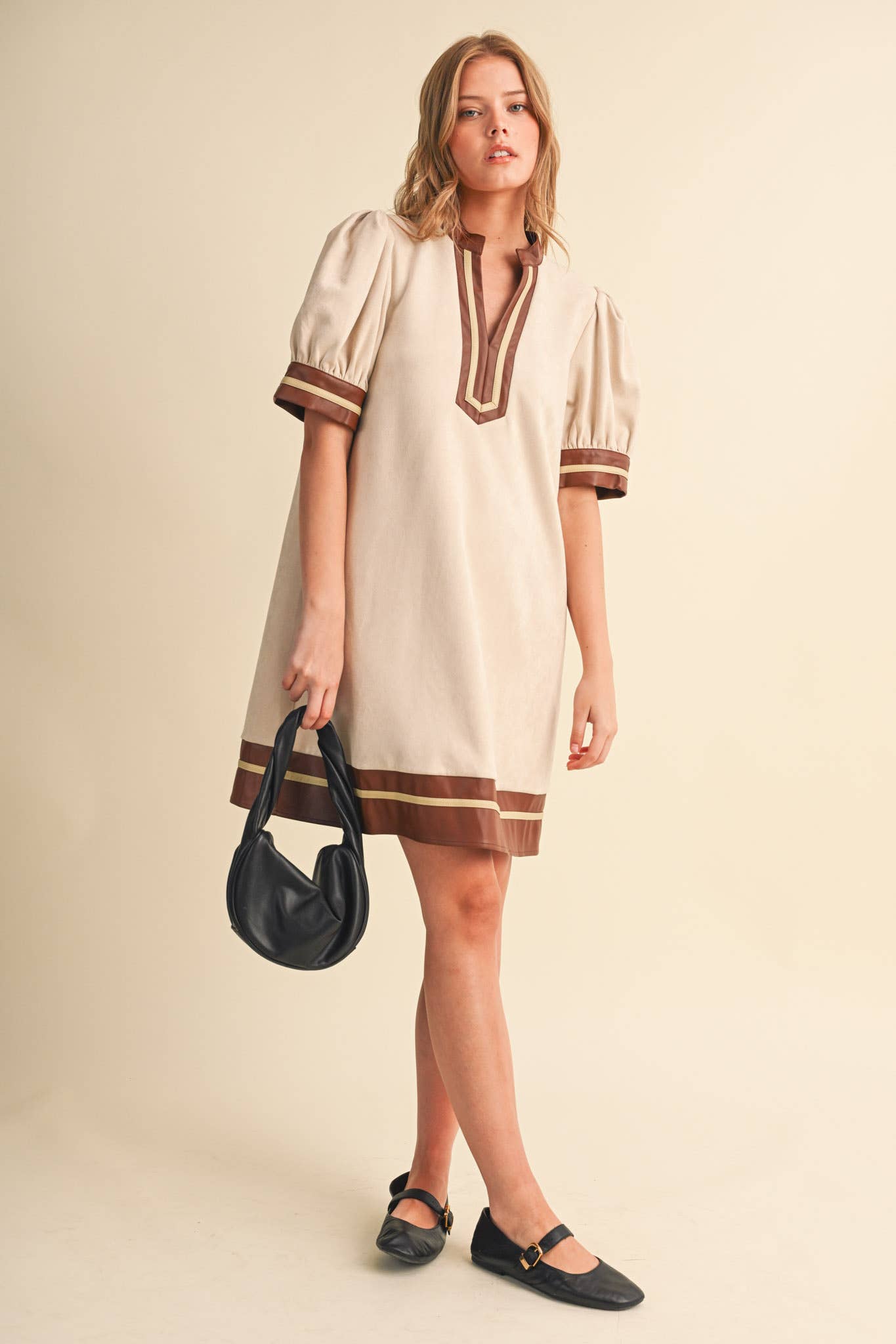 MINDY FAUX SUEDE SHIFT DRESS