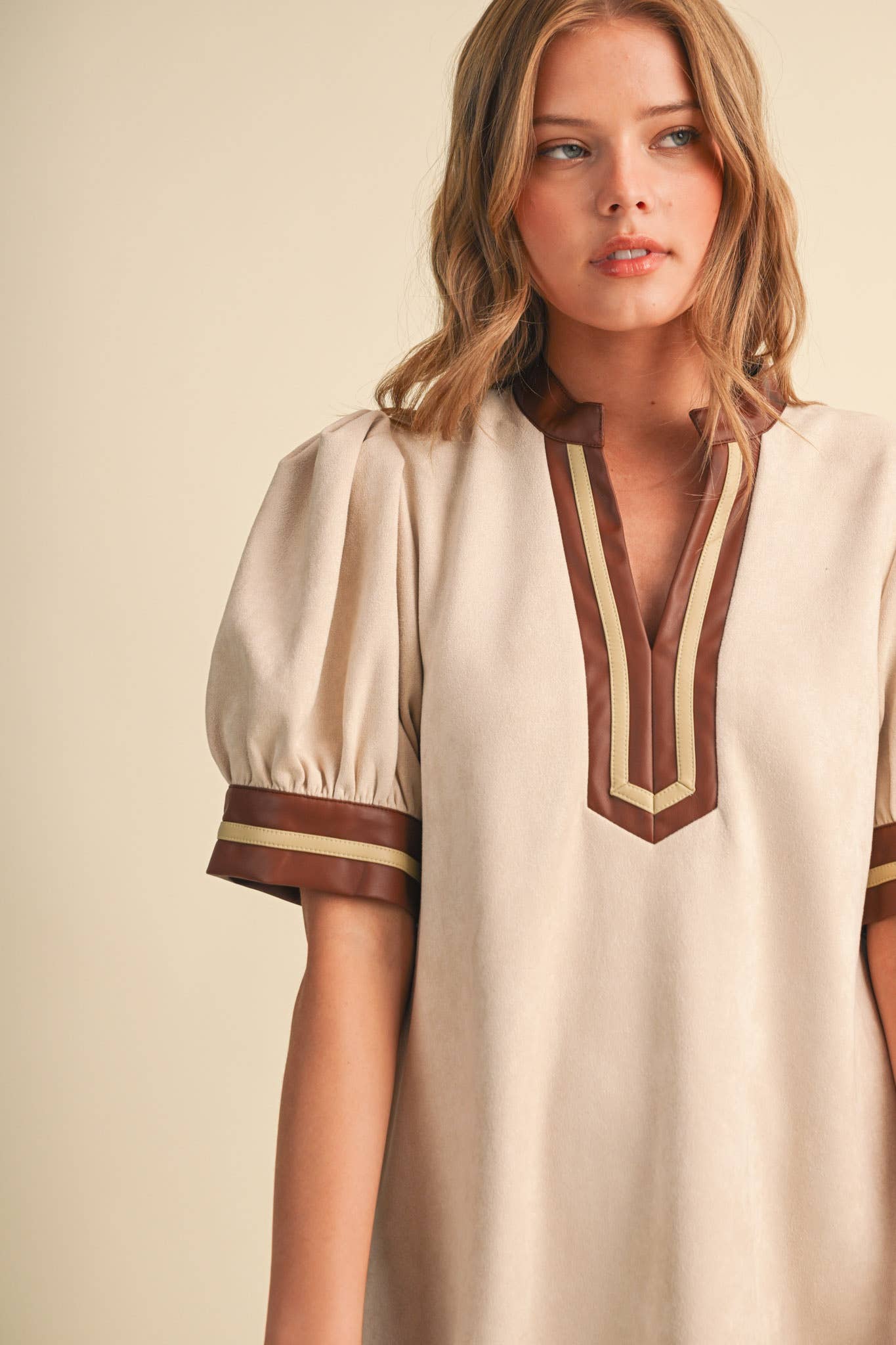 MINDY FAUX SUEDE SHIFT DRESS
