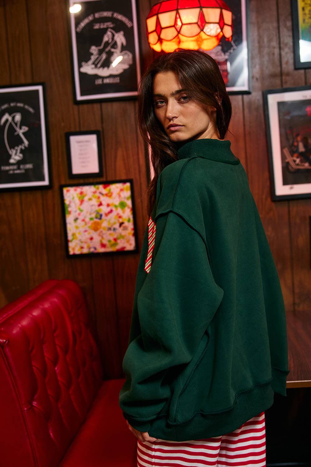 MERRY Embroidered Mock Neck Sweatshirt