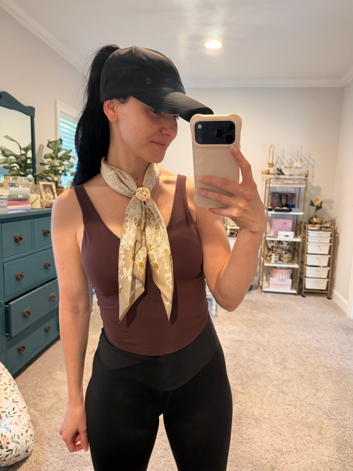 Annie Adjustable Scarf Necklace, Ivory Floral