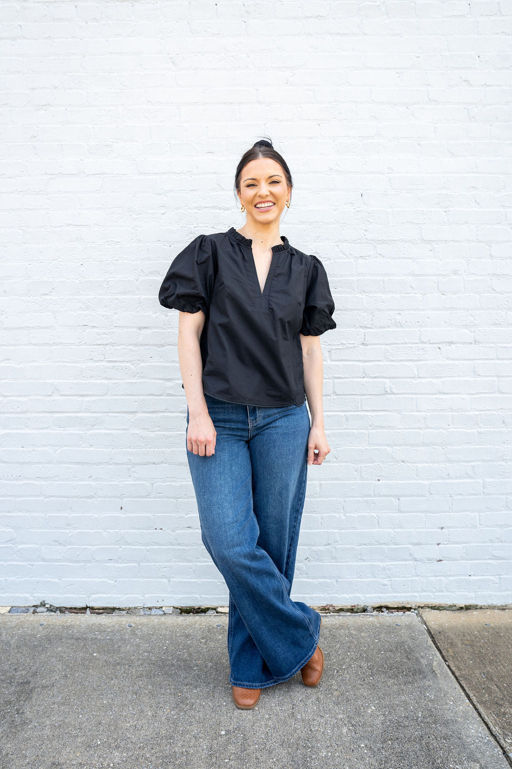 NANCY SIDE DETAIL TOP, BLACK