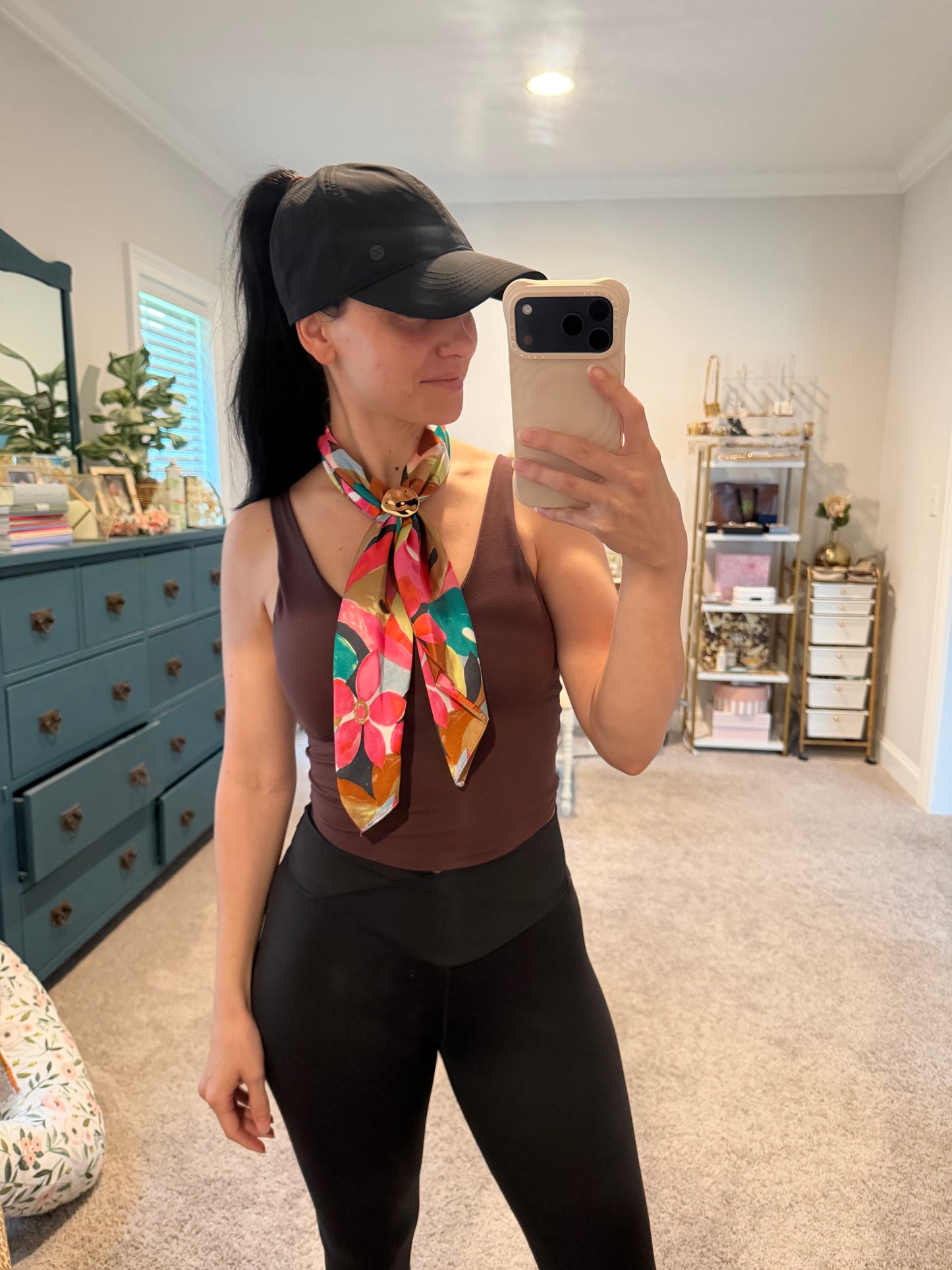 Annie Adjustable Scarf Necklace, Hot Pink Abstract