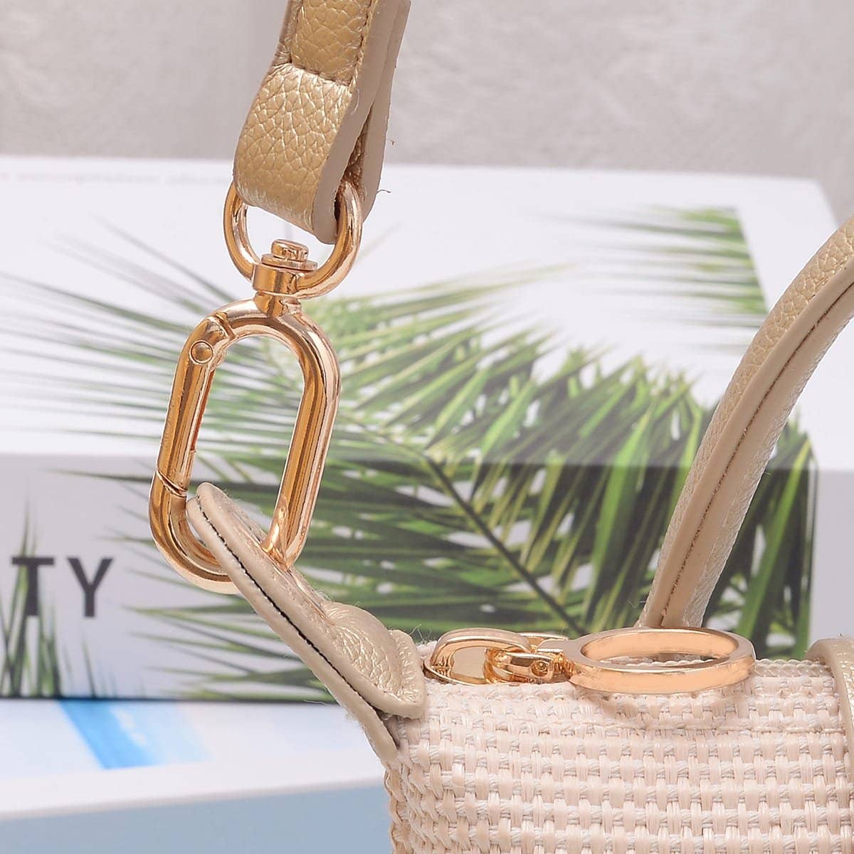 Lacey Straw Mini Crossbody Bag: Champagne Gold