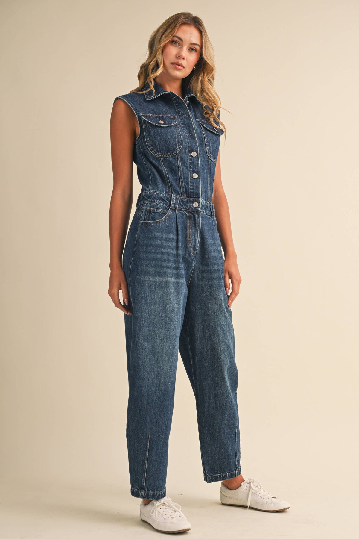 LEXI DENIM SLEEVELESS JUMPSUIT