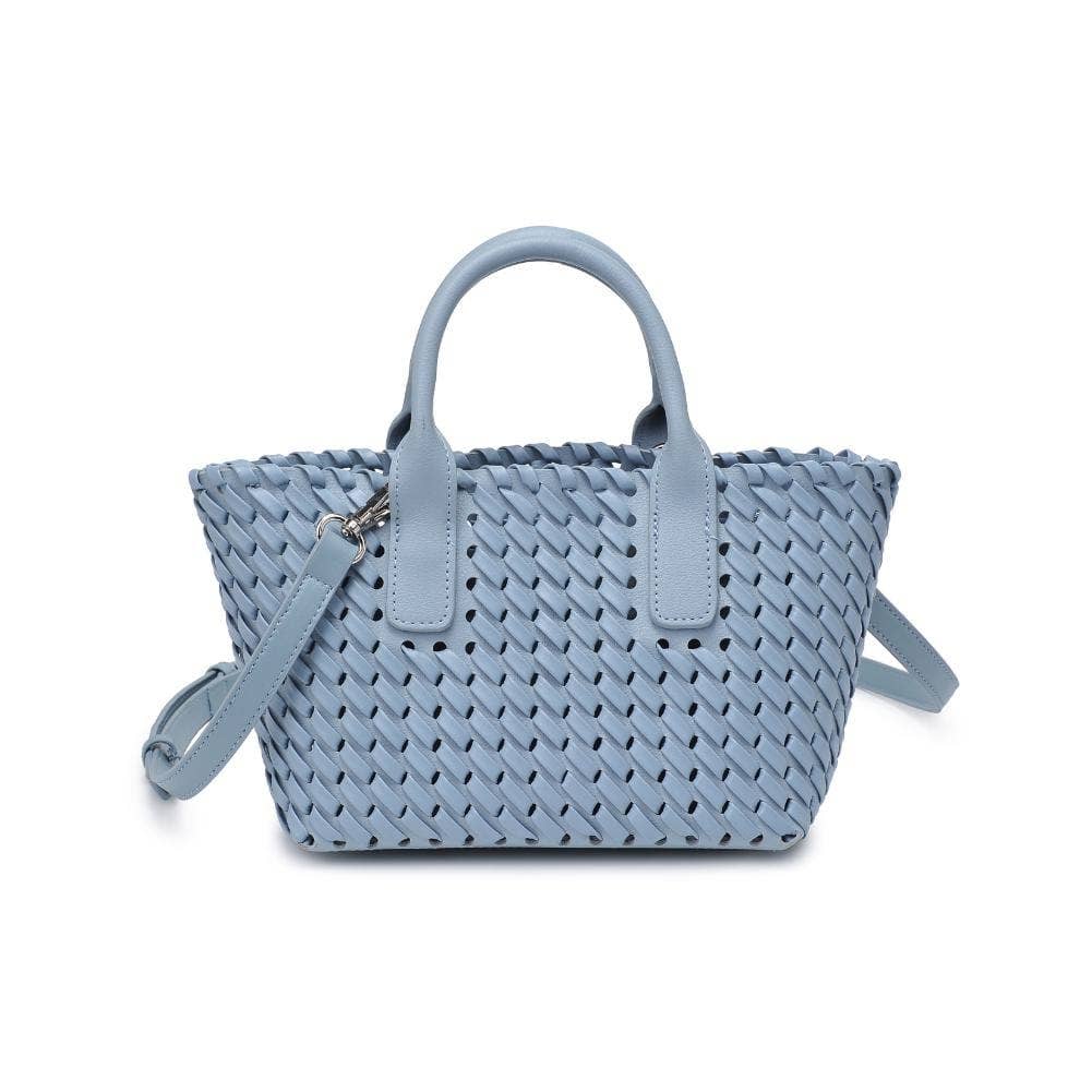 Paisley 2 in 1 Mini Woven Tote/Crossbody Bag With Pouch: Denim