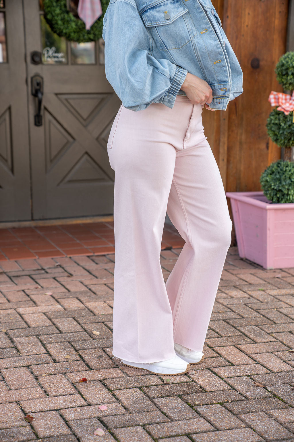 Pink Paradise Wide Leg Denim Pants