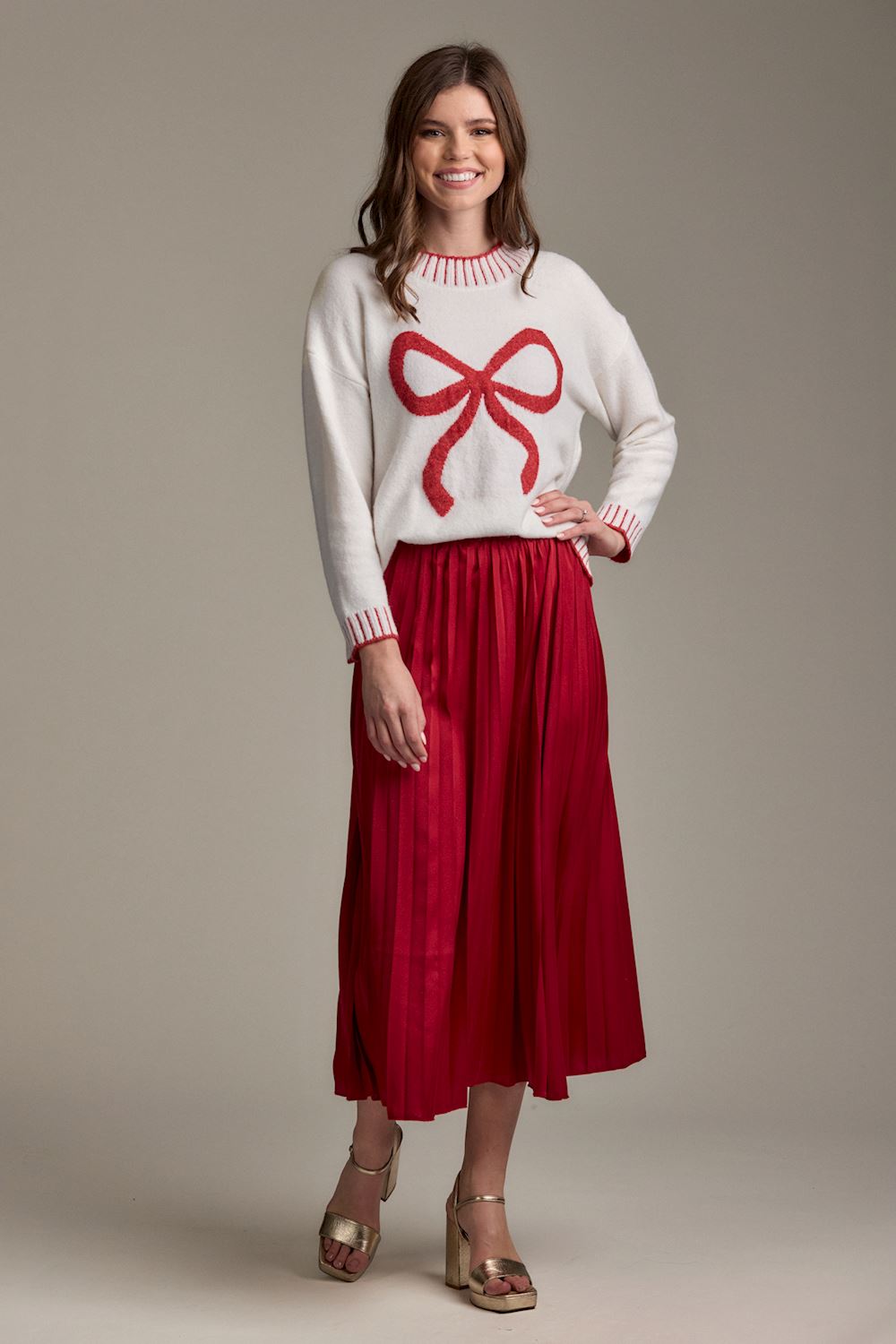 Townes Pleated Skirt Red