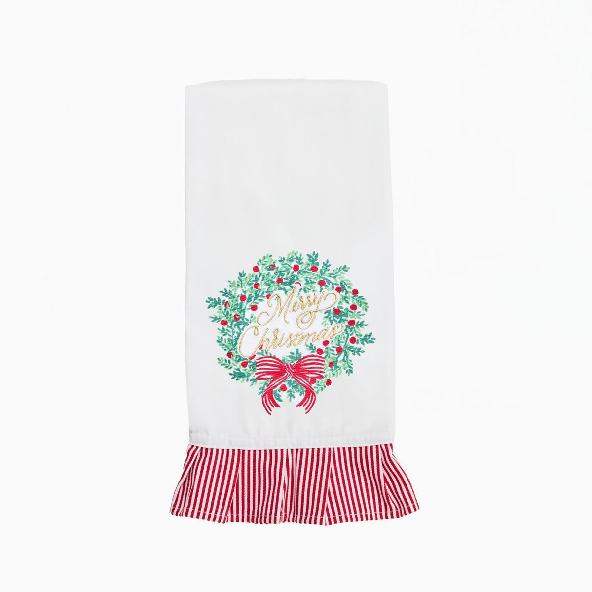 Merry Christmas Wreath Tea Towel
