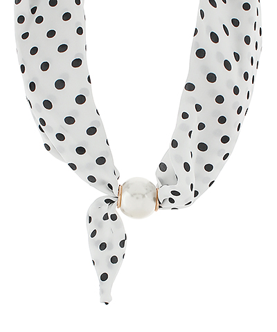 Polka Dot Pearl Scarf Necklace