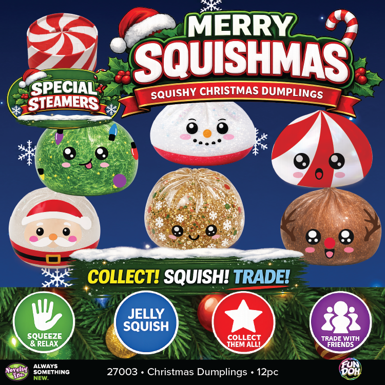 Fun Doh Christmas Dumpling Squishy Toy 12pc Holiday Display: Wholesale Price