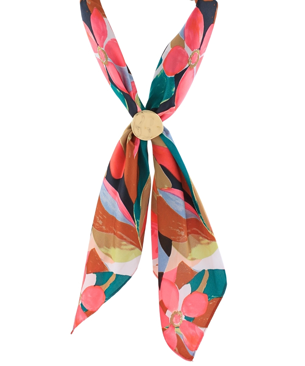 Annie Adjustable Scarf Necklace, Hot Pink Abstract