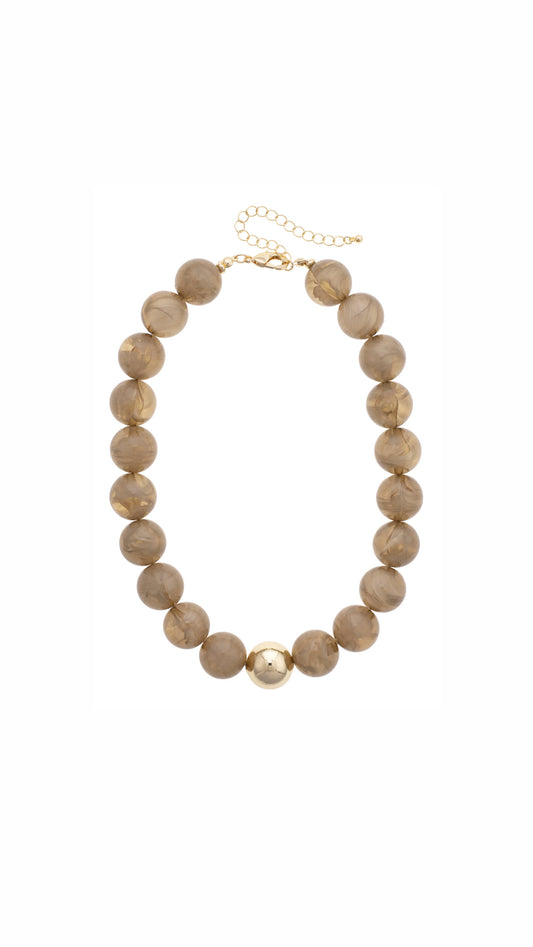 Marjorie Beaded Necklace: Smokey Taupe