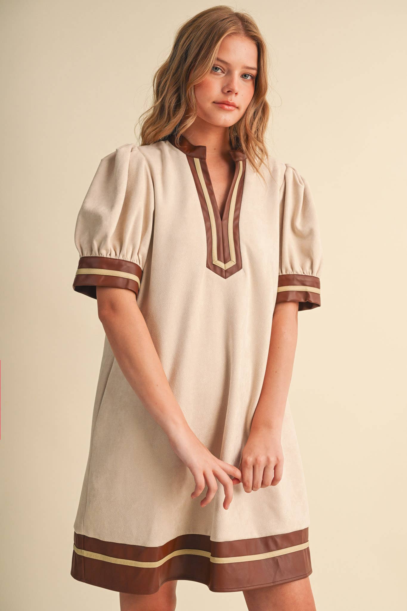 MINDY FAUX SUEDE SHIFT DRESS