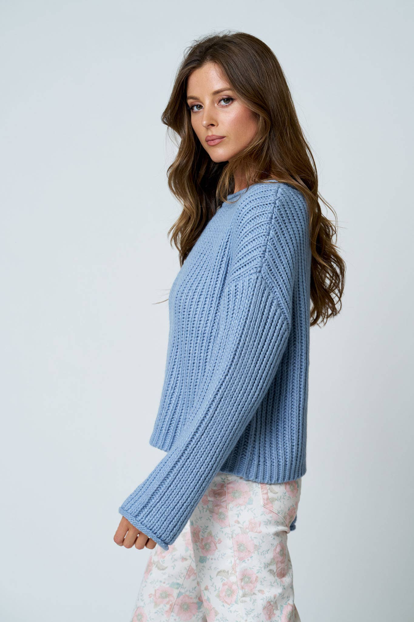 RORY KNIT SWEATER: DUSTY BLUE