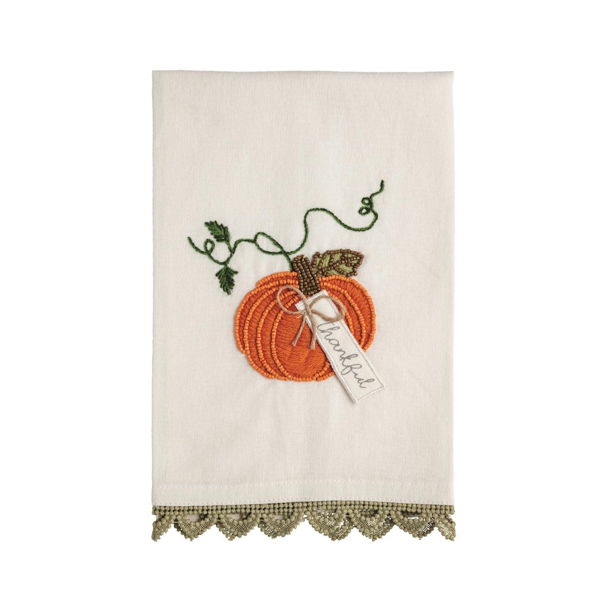 Pumpkin Beaded Embroidered Towel