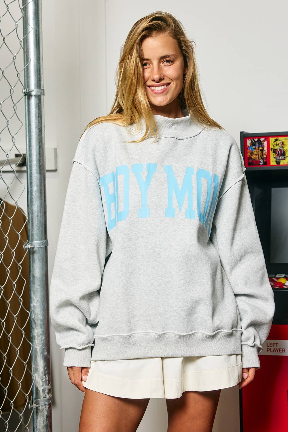 BOY MOM Reversible Mock Neck Sweatshirt