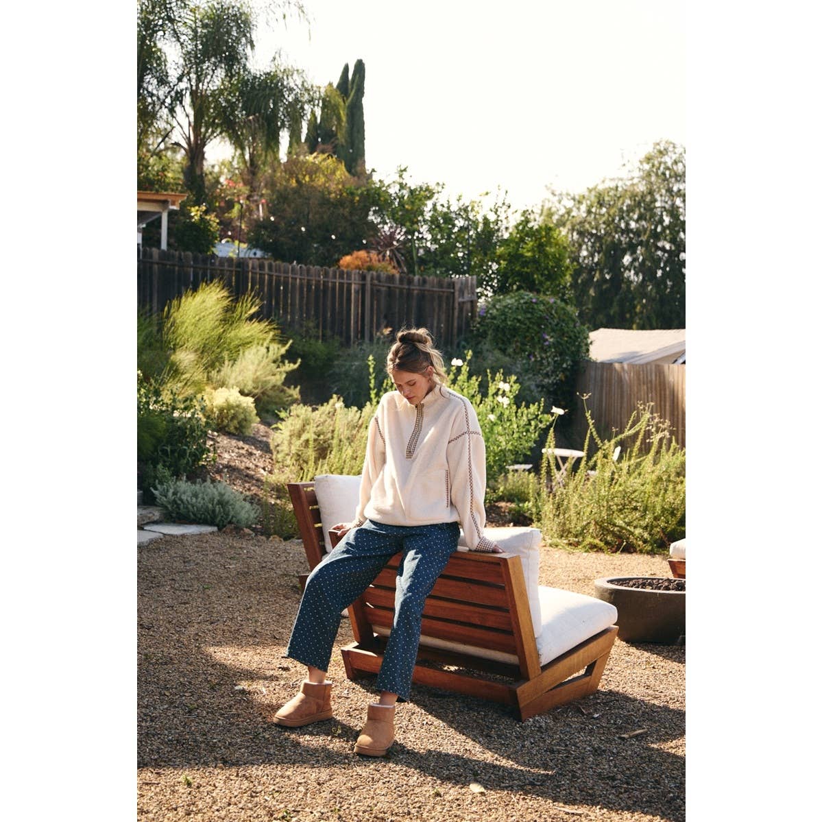 COZY CABIN GINGHAM TRIM HALF-ZIP PULLOVER