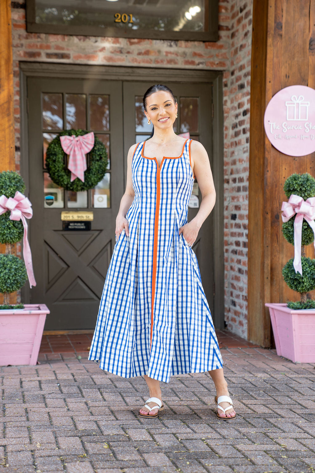 Anna Brooks Gingham Midi Dress