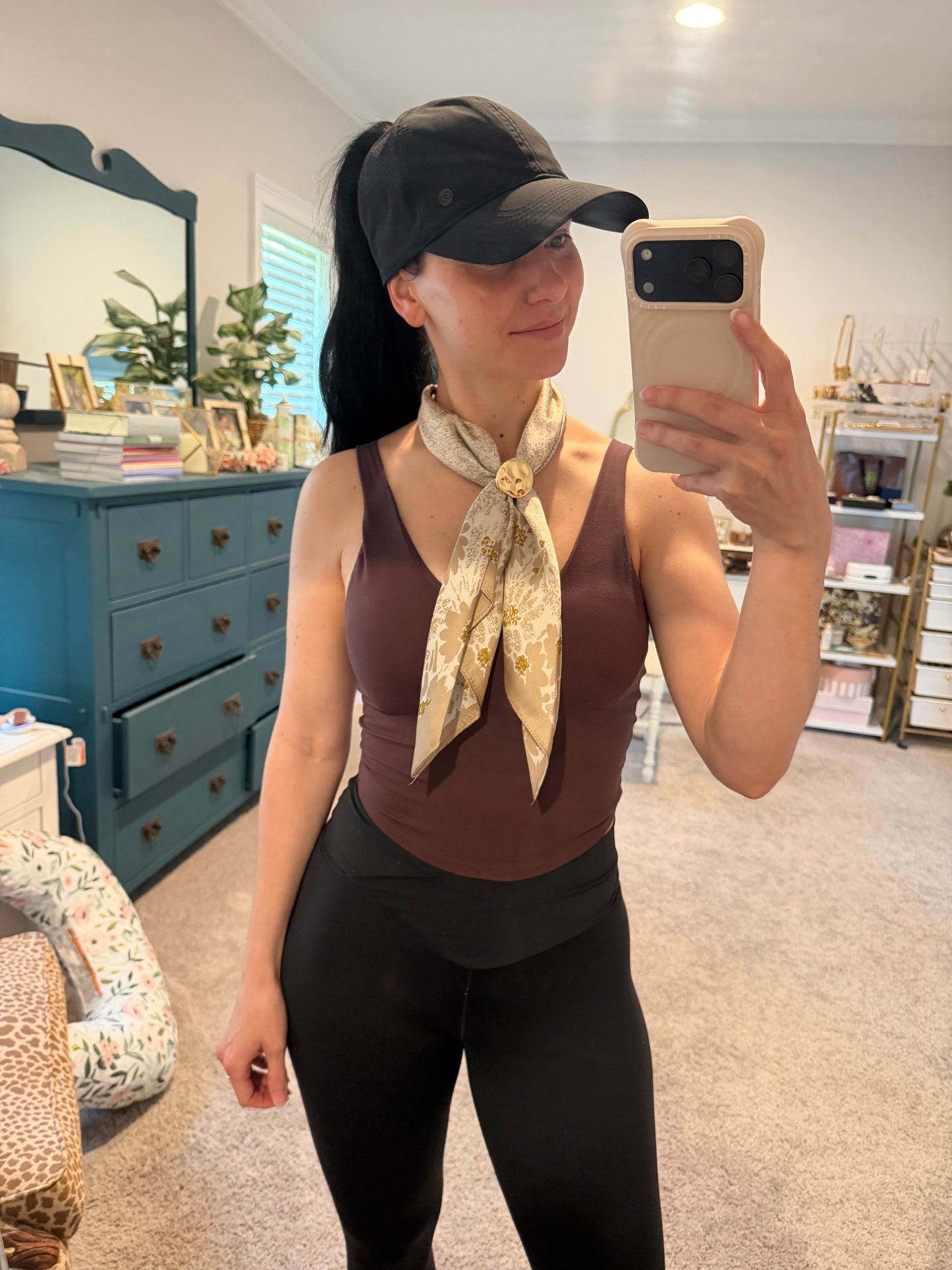 Annie Adjustable Scarf Necklace, Ivory Floral
